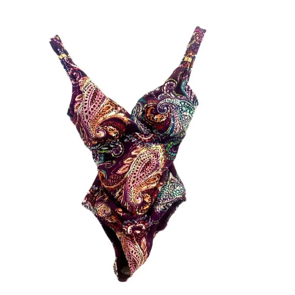 NWT Lauren Ralph Lauren Captiva Paisley One-Piece swimsuit. Size 2